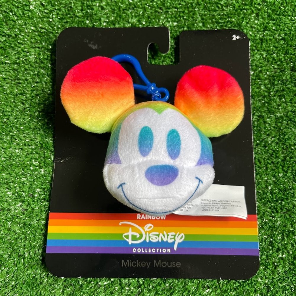 Mickey Mouse Disney Rainbow Collection Keychain Clip-On Pride Soft Plush Toy NEW